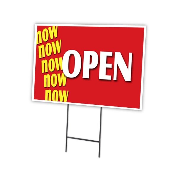 Signmission Now Open Yard Sign & Stake outdoor plastic coroplast window, C-1216-DS-Now Open C-1216-DS-Now Open - main